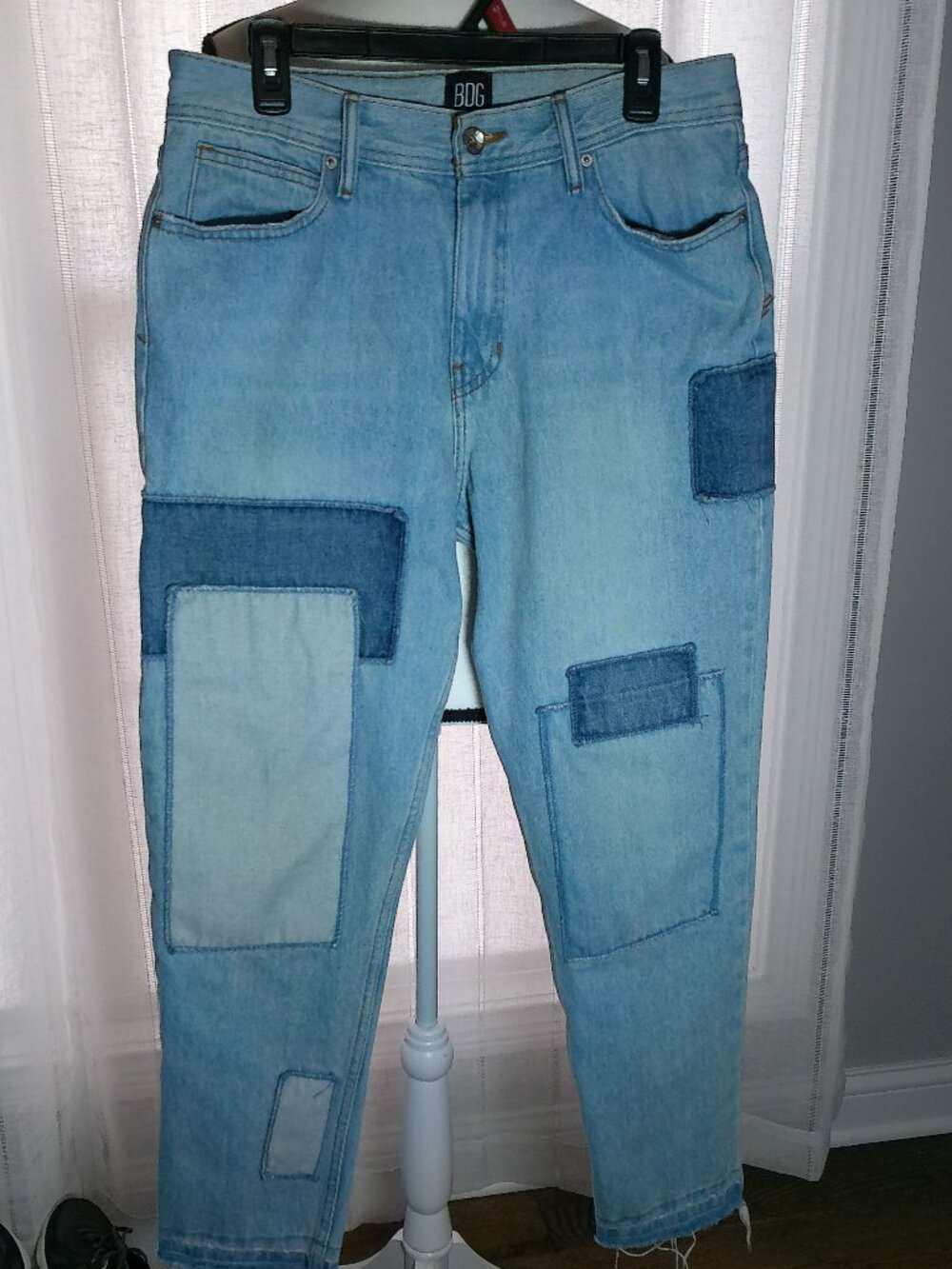 BDG Urban Outfitters Jeans Button-Zip Dad Slim Taper Fit Denim Patchwork NWOT 33